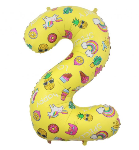 Folienballon - Zahl 2: Sommerparty- ø 78cm